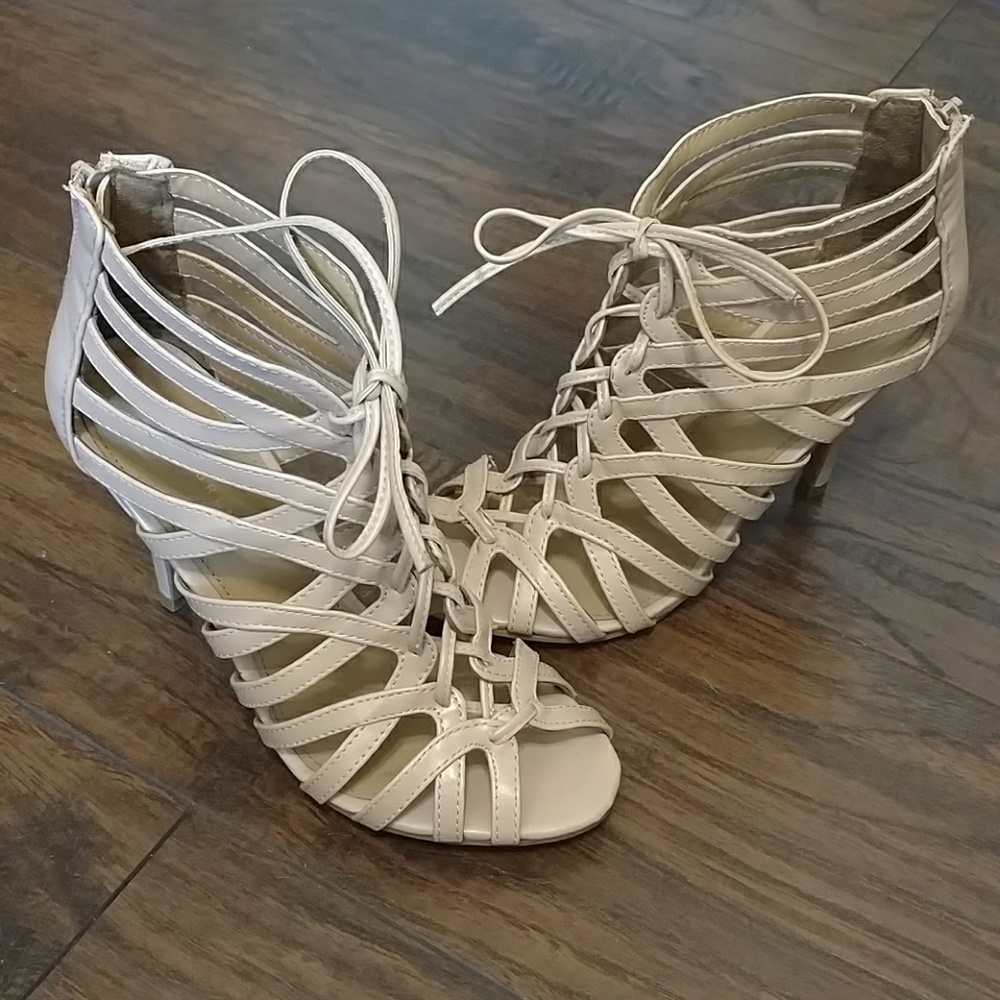 Blush nude caged heel